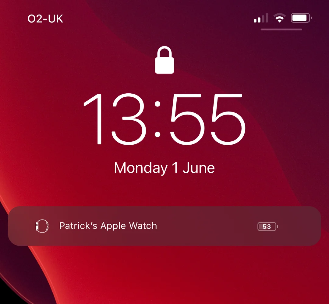 WatchBuddy showing Apple Watch battery on the iPhone home screen